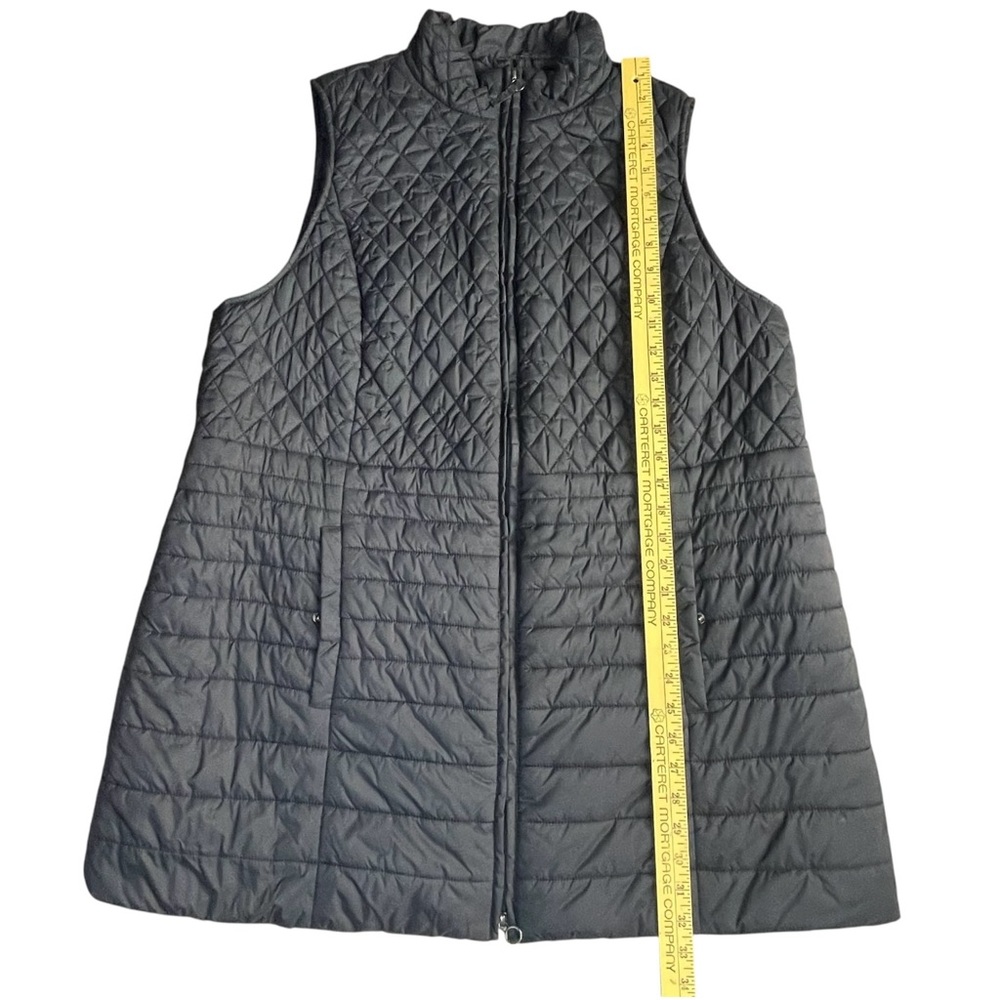 Talbots Long Puffer Vest Jacket 2XL Primaloft Black Pockets Lined Slimming - Picture 16 of 16